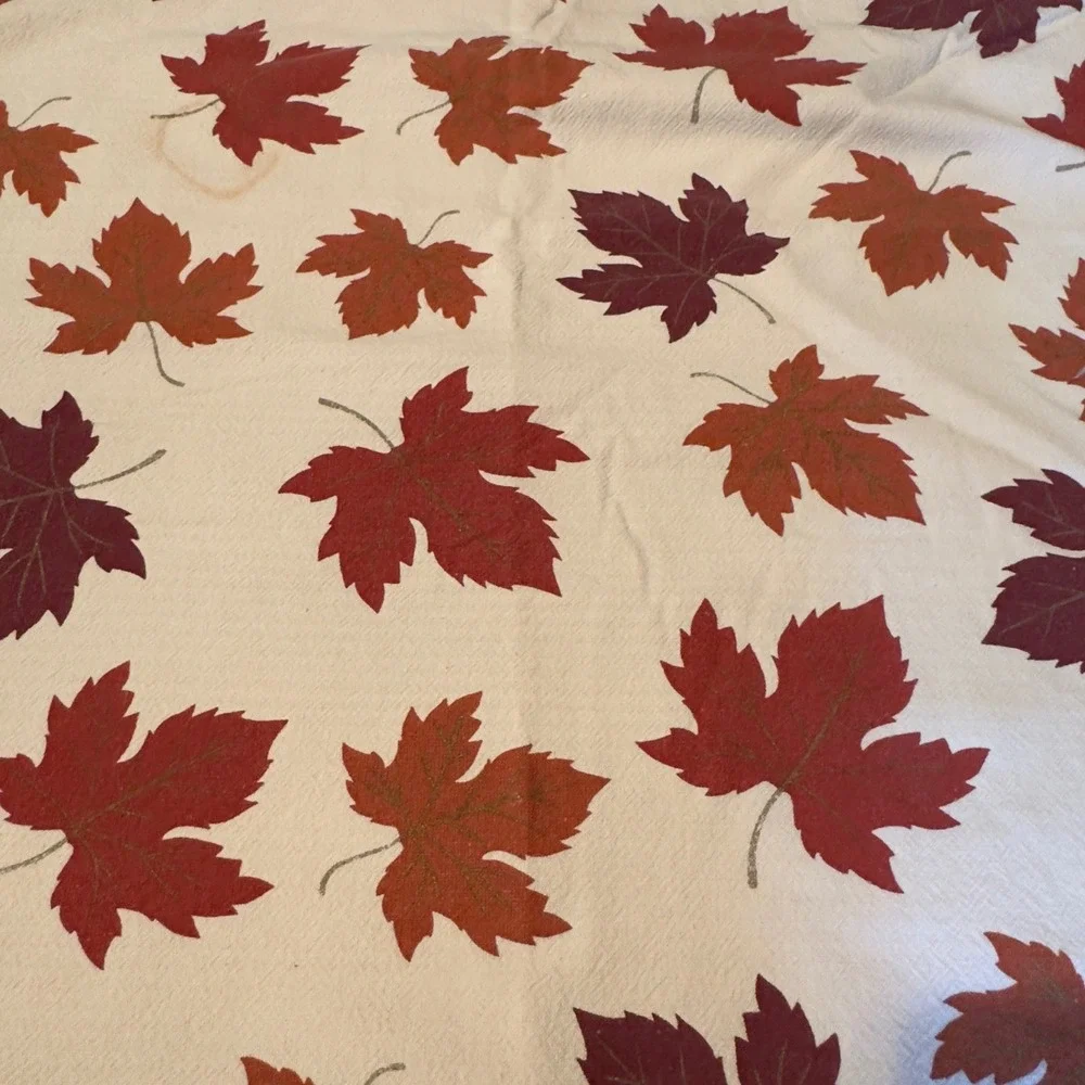 Maple Leaf Tablecloth Cream Orange Red Fall Harvest 51x64 Autumn Festive